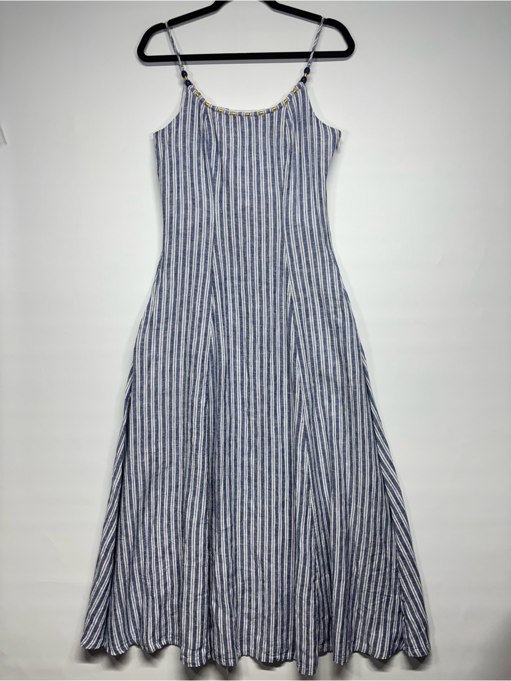 ✨Calypso St. Barth Linen Blue White Striped Maxi Dress Size XS - Picture 2 of 12
